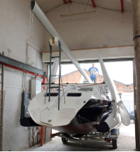 Checking the position - note this is just the bottom half of the mast