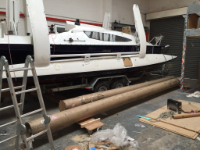 Mast before unpacking - two 160kg tubes. Most of the weight was packaging!
