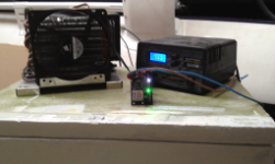 The compressor, control board and coolbox, all powered up and draing 2A