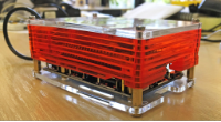 Raspberry Pi 3 and UUGear hub, squashed into a Pibow case.