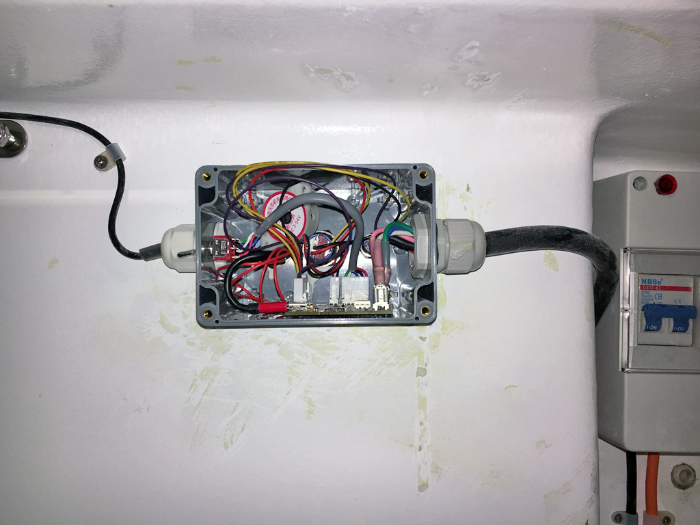 The circuit board installed in the rear cabin.